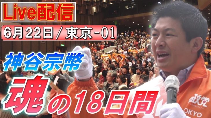 6/22 10:30新橋【神谷宗幣・魂の18日間】神谷宗幣 河西泉緒