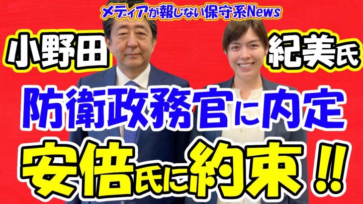 【小野田紀美】防衛政務官に内定！！安倍元首相に約束した「日本を守り抜く」決意！！【メディアが報じない保守系News】