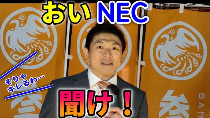 【参政党】魂売ったNECを神谷宗幣が斬捨て！NECもここまで堕ちたか…/ 岸田首相がワクパスに署名!?/ ガン急増の原因/ 外国人の生活保護と土地買収とスパイの現状/ 茨城県議会議員選挙  街頭演説