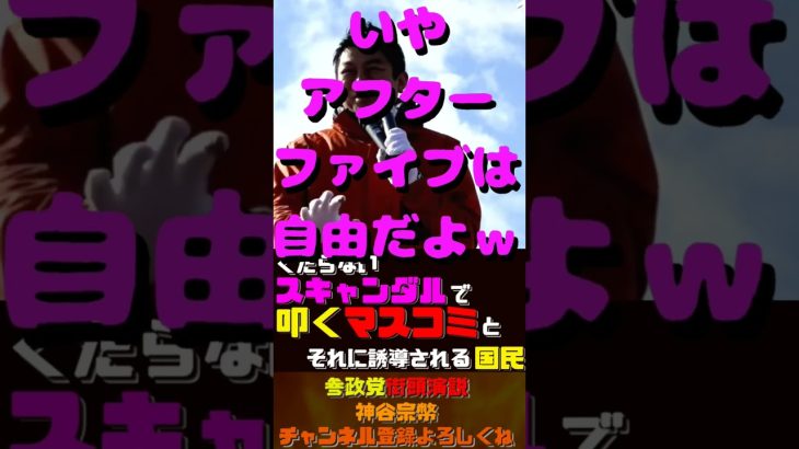 くだらないスキャンダルで叩くマスコミそれに誘導される国民【参政党神谷宗幣】