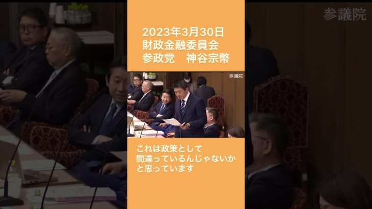 参政党　神谷宗幣　財政金融委員会　2023年3月30日