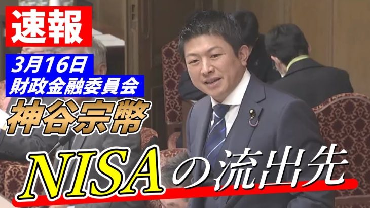 【速報】3月16日 財政金融委員会　NISA資産の流出先【参政党・神谷宗幣】