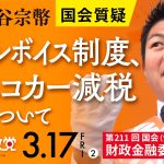 令和5年3月17日（その②） 第211回 国会 財政金融委員会 神谷宗幣国会質疑「インボイス制度、エコカー減税について」