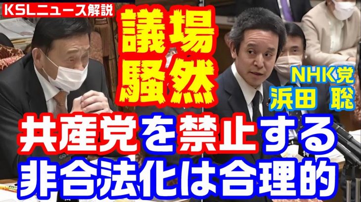 議場騒然！NHK党・浜田聡議員「暴力革命によって自由と民主主義を破壊する勢力である共産党が非合法化されているのは合理的だ」