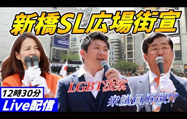 6月14日新橋SL広場【参政党・街頭演説】松田学　神谷宗幣　赤尾由美