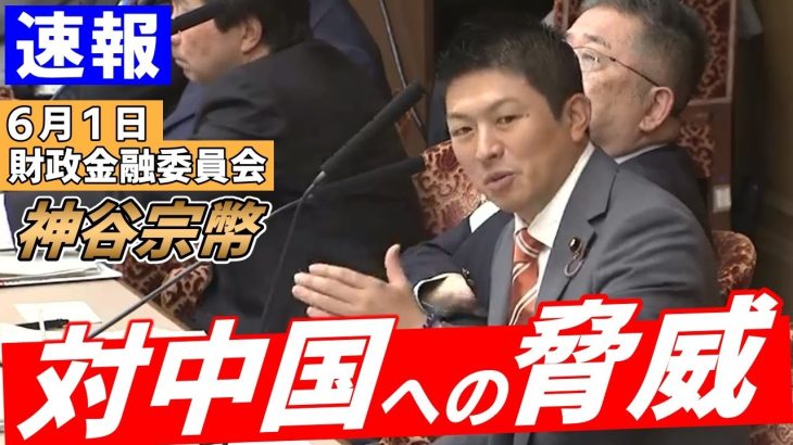 【速報】対中国への脅威【財政金融委員会】神谷宗幣