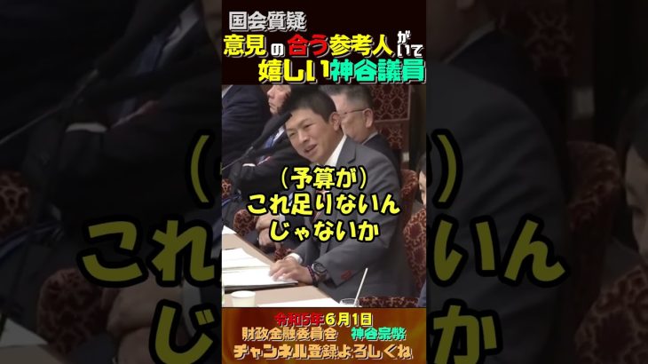 【国会質疑】意見が合う参考人がいて嬉しい神谷議員【参政党神谷宗幣】