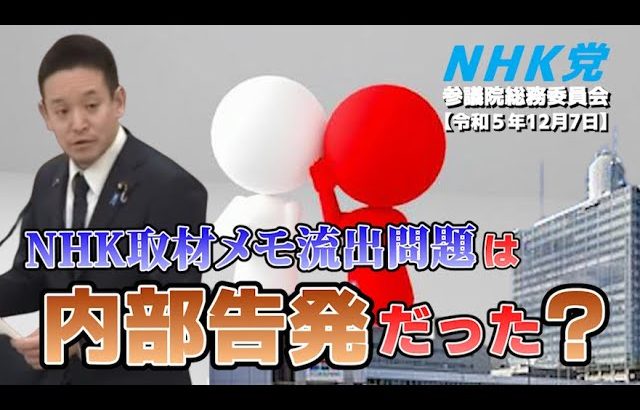 参議院総務委員会　浜田聡の質問　NHK流出問題とColabo・暇空茜・避難所の関係、ベビーライフ事件とフローレンス、AV新法とFANZA、等　2023年12月7日