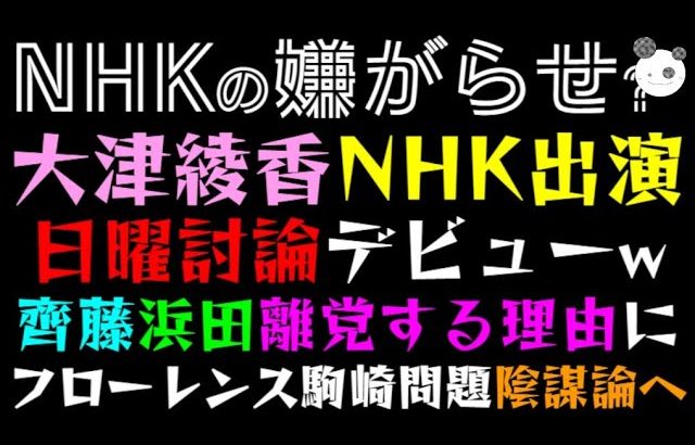 【大津綾香】NHK日曜討論デビューw「浜田聡・齊藤健一郎議員、離党する決定的理由に！？」フローレンス駒崎弘樹、公金チューチュー問題に巻き込まれる事態に