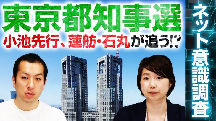 【東京都知事選挙2024】小池氏先行、蓮舫氏・石丸氏が追う!?最新ネット意識調査結果を公開！｜第308回 選挙ドットコムちゃんねる