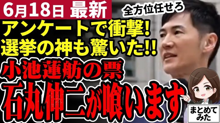 【石丸伸二最新】小池蓮舫の票も喰う勢いで選挙の神もビックリ！都知事選で石丸氏を応援している層が見守りアンケートで発覚！衝撃的だった！【石丸市長／勝手に論評】