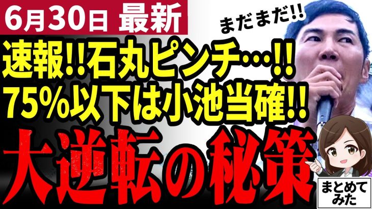 【石丸伸二最新】都知事選は小池楽勝！？どれだけ石丸が追い上げても勝てない事実…しかし投票率を上げれば大逆転の可能性あり！蓮舫は中途半端で撃沈【勝手に論評】