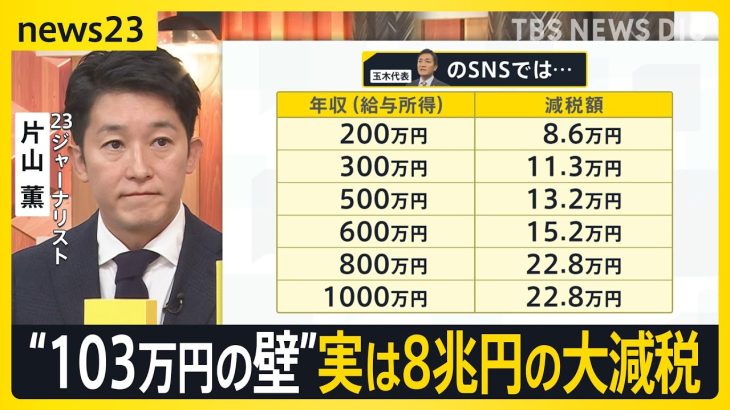 国民民主党「103万円の壁」を178万円に引き上げ案　実は“8兆円”の大減税　財源どうする？【news23】｜TBS NEWS DIG