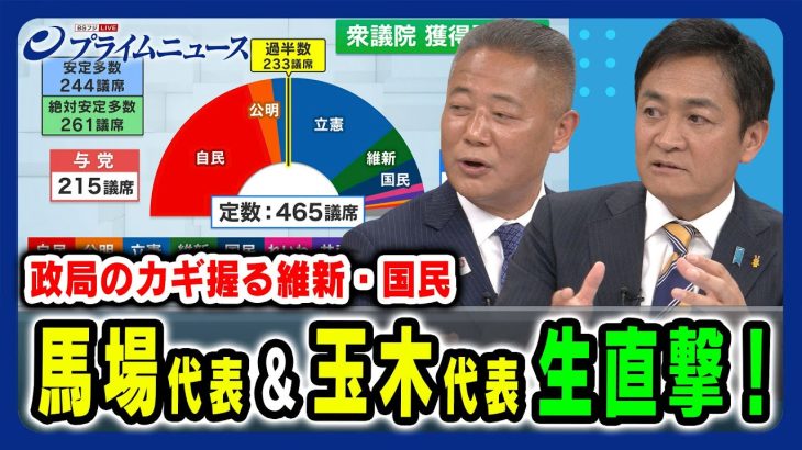 【生直撃！馬場代表＆玉木代表】政局のカギを握る維新・国民の戦略とは 馬場伸幸×玉木雄一郎×橋本五郎 2024/10/29放送＜前編＞