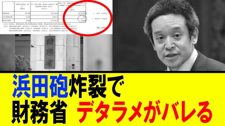 【衝撃】浜田聡議員　税収減の試算について財務省に質問したところ・・・【自民党総裁選　首相　石破内閣】