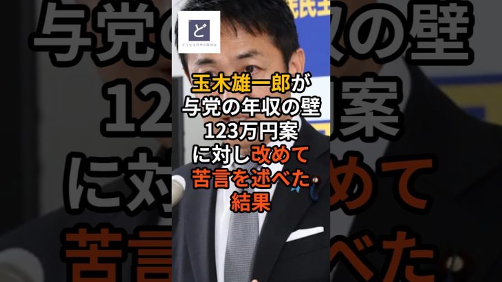 玉木雄一郎が与党の年収の壁123万円案に対し改めて苦言を述べた結果 #玉木雄一郎 #国民民主党 #宮沢洋一 #国民の敵 #自民党 #shorts