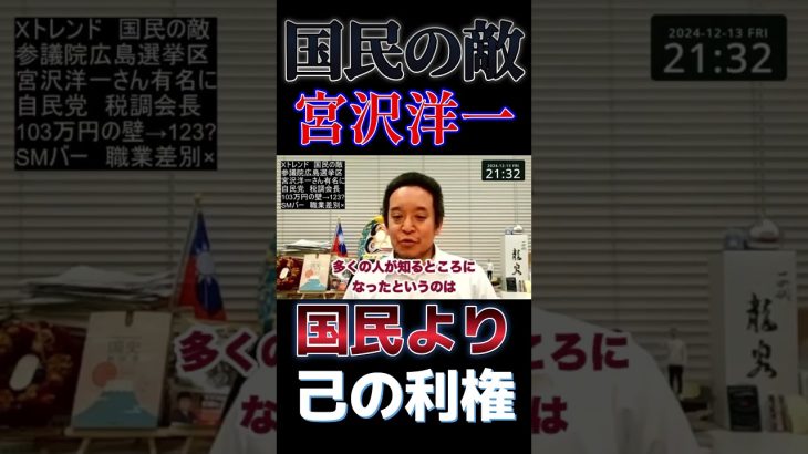 【浜田聡】宮沢税調会長は国民の敵！認定しました！ #浜田聡 #nhk党 #shorts