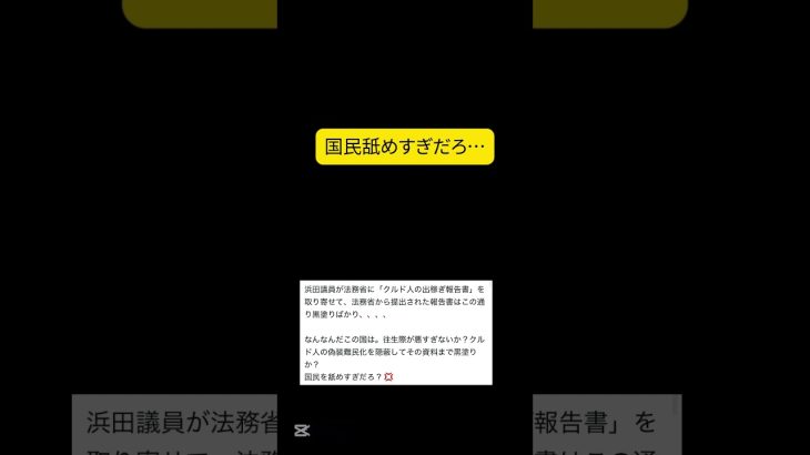 【批判】浜田聡議員がクルド人出稼ぎ報告書を取り寄せた結果… #shorts