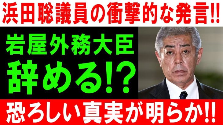 浜田聡議員の衝撃的な発言!! 岩屋外務大臣辞める!? 恐ろしい真実が明らか!!