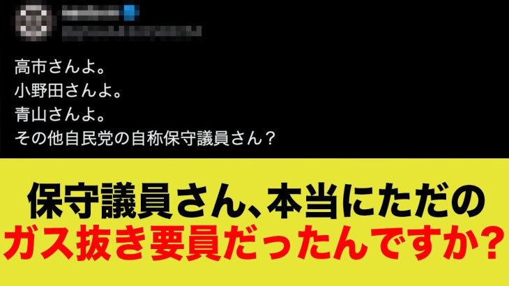 保守議員とされていた、高市早苗さん、小野田紀美さん、青山繁晴さんはなぜ今回の石破政権の暴走に訴えないのか！？