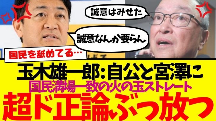 【スーパー : ド正論砲】玉木雄一郎…国民全員納得の火の玉ストレートを、自民・公明・宮澤へぶっ放つ